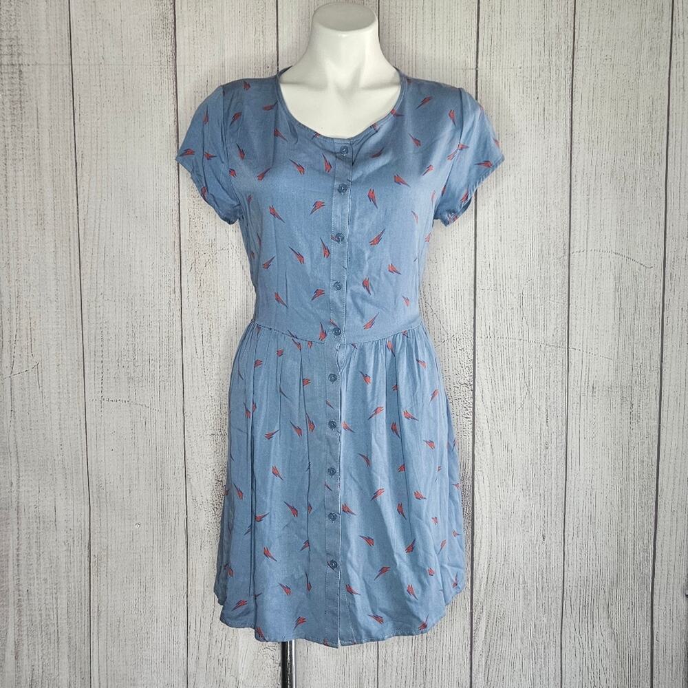 Junkfood David Bowie Lightning Bolt Print Midi Dress, size Medium